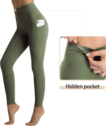 Vista 3 de RIMLESS 7 Leggings para mujer con bolsillos de cintura alta, pantalones de yoga de algodón para entrenamiento, correr, atletismo, pantalones capri