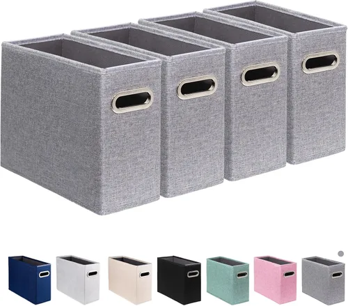 Vista 9 de Paquete de 2 cajas de almacenamiento de archivos tamaño carta plegables, organizador de carpetas colgantes de tela, soporte portátil para documentos