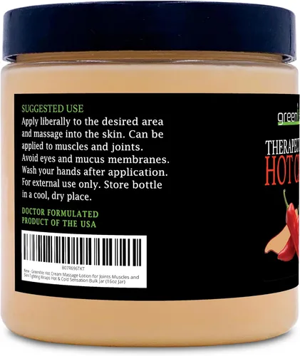 Vista 2 de GreenIVe Loción de masaje de crema caliente para articulaciones músculos y envoltura de estiramiento de la piel, tarro a granel de sensación de frío