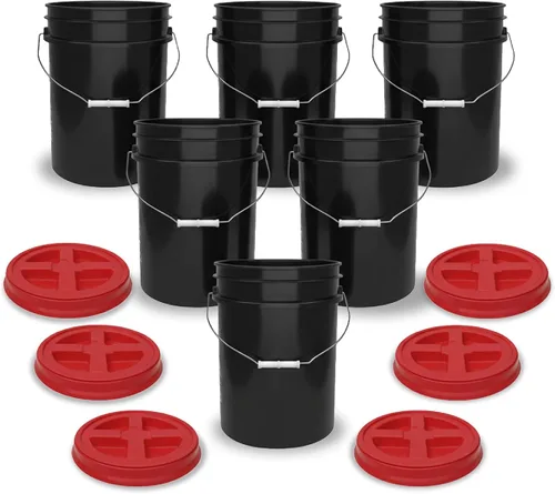Vista 44 de ePackageSupply - Cubo de 5 galones, grado alimenticio, sin BPA, color negro y negro, 1 unidad Negro/Negro