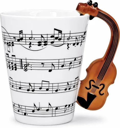 Vista 9 de Taza de guitarra acústica de 13.5 onzas, taza de té y café para guitarristas Mango de guitarra acústica 3D, diseño de personal de música, uso