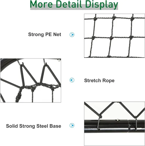 Vista 5 de Soozier Red de rebote de fútbol, 3 x 3 pies, red de portería de entrenamiento portátil ajustable en ángulo con diseño plegable rápido, tubo de metal