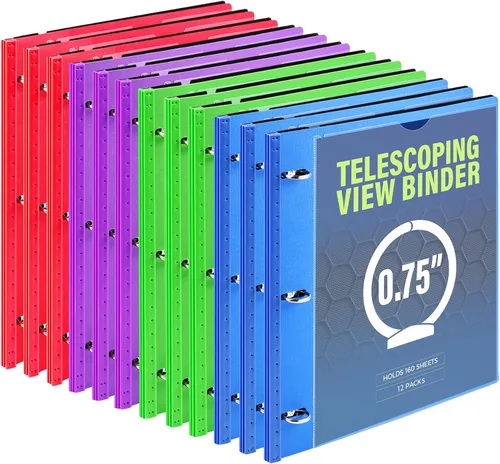 Vista 8 de WOT I Carpeta de 3 Anillos Telescópica (0.75"), Carpeta Flexible Expandible - Diseño Patentado para Fácil Portabilidad, Capacidad para 160 Hojas
