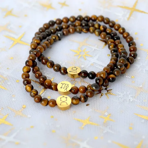 Vista 5 de SIPELATY Pulsera de constelación con signo de estrella de energía de 0.157in con dije chapado en oro de 18 quilates para mujer