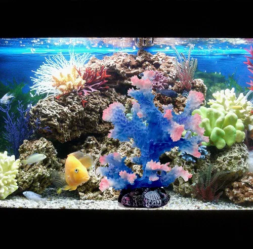 Vista 5 de Besimple Adorno de coral para acuario, decoración de coral de poliresina para decoración de peceras, paisaje de acuario