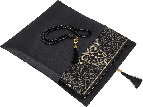 Vista 6 de Modefa Tapete de oración islámica, regalos musulmanes, alfombra fina de oración musulmana de viaje en bolsa de regalo de tafetán con cuentas Tasbih