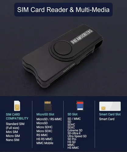 Vista 2 de Lector de tarjetas SIM USB Nano SIM Recuperación de mensajes de texto This multi-media card reader works with SIM, SD, TF, and MMC cards, offering