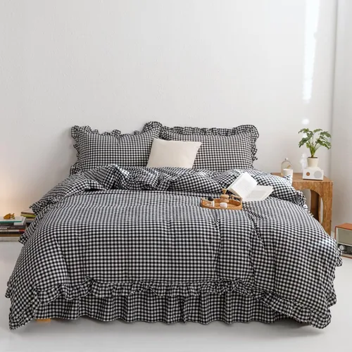 Vista 104 de mixinni Juego de funda de edredón vintage a rayas, tamaño twin, juego de ropa de cama de 3 piezas, 100% algodón lavado, suave y transpirable, funda