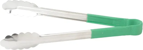 Vista 5 de Winco Pinzas para servir de acero inoxidable de 9 pulgadas con mango antideslizante, color azul