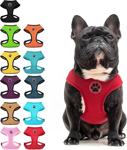 Vista 9 de BINGPET Arnés para perro sin tirones, arnés de chaleco tipo step-in de malla para todo clima para perros pequeños, arnés de malla transpirable