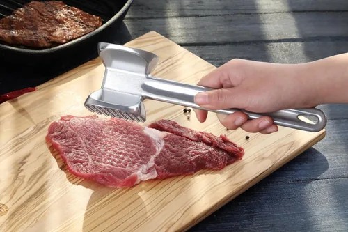 Vista 5 de New Star Foodservice 36374 Heavy Duty Cast Aluminum Meat Tenderizer, 10-Inch (Pack of 2)