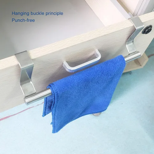 Vista 8 de Garosa Toallero de baño de acero inoxidable para colgar, sin perforaciones, hebilla colgante, soporte para toallas de cocina, barras individuales