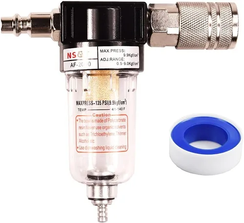 Vista 10 de Kit de regulador de presión de filtro de aire neumático AFR2000 de 1/4G de pulgada (0 a 145 psi) Filtro de compresor de herramienta de aire