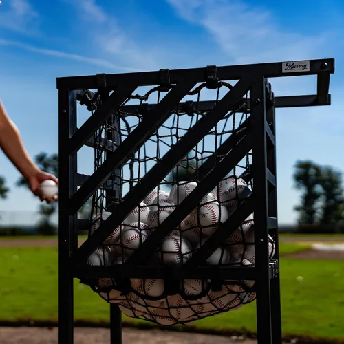 Vista 8 de Murray Sporting Goods Carrito de práctica de béisbol y sóftbol - Carrito de pelota resistente con ruedas, portador de bolas de gran capacidad