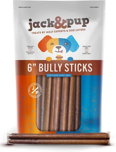 Vista 18 de Jack&Pup Bully Sticks de 12 pulgadas para perros grandes Bully Sticks Jumbo sin olor de larga duración Totalmente naturales, palitos de carne