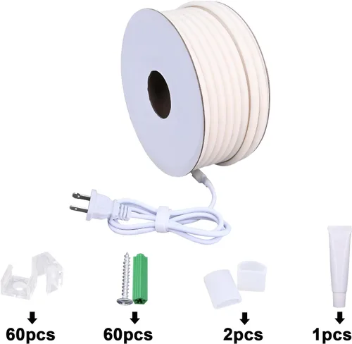 Vista 9 de BENLUN Tiras de Luces LED COB AC 110V de 98.4 pies, 3000K Luz de Cuerda LED Blanca Cálida para Exteriores Impermeable, 10W/M CRI 90+ Flexible Blanco