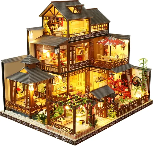 Vista 11 de Spilay Kit de casa en miniatura para adultos, kit de construcción de casa Fuchun Complejo turístico