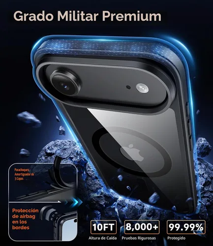 Vista 6 de FNTCASE - Funda magnética para iPhone Air, color negro transparente claro negro