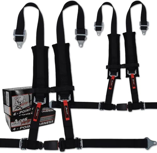 Arnés de 4 puntos con acolchado de 2.0 pulgadas (tecnología de hebilla Ez)., Negro (Pair)