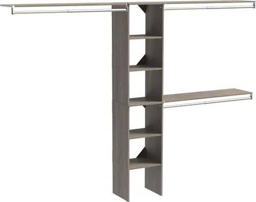Vista 18 de ClosetMaid SuiteSymphony Juego de organizador de armario de madera con torre, 3 varillas para colgar, estantes superiores, 2 cajones, ajustable