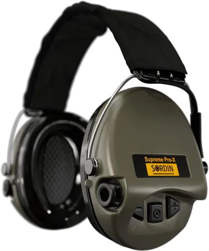 Vista 7 de Sordin Pro-X Ear Muffs - Active and Electronic Ear Defenders w/Textile Band - Gel Pads - Earmuffs for Hunting & Shooting Negro