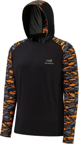 Vista 11 de BASSDASH Camisa de pesca de rendimiento UPF 50 para hombre, sudadera con capucha de camuflaje de manga larga FS17M