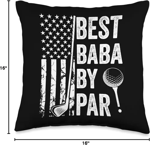 Vista 4 de Best Dad By Par Golfing Apparel by AlphaONE Best Baba by Par - Cojín de golf para papá con bandera de Estados Unidos, 16 x 16 pulgadas, multicolor