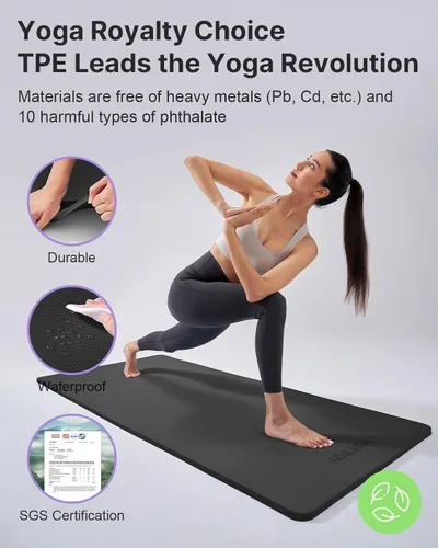 Vista 5 de YOTTOY Tapete de Yoga, Tapete de Yoga Extra Grueso (1/2 pulgada), Tapete Profesional de TPE para Ejercicio, Tapete de Entrenamiento Antideslizante