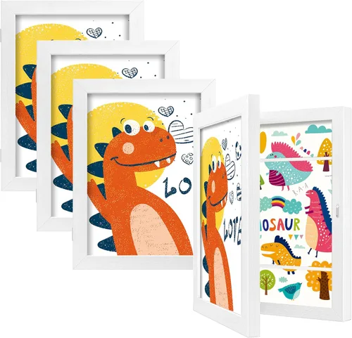 Vista 12 de BAIJIALI Marcos de arte negros para obras de arte infantiles, apertura frontal con capacidad para 150 dibujos, manualidades 3D, 2 paquetes de 8.5 x