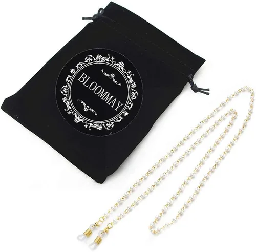 Vista 6 de Cadenas de lentes de perlas para mujer, chapadas en oro de 18 quilates, lentes de sol elegantes, soporte de correa para mujer