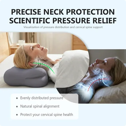 Vista 8 de Almohada Cloud de espuma viscoelástica ergonómica para el cuello cervical con funda de almohada transpirable, diseño ajustable de doble altura