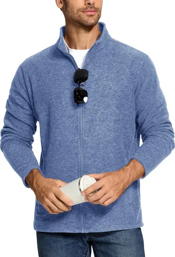 Vista 2 de TACVASEN Chaquetas de forro polar para hombre, chaqueta ligera con cremallera completa, abrigos casuales suaves y cálidos con bolsillos