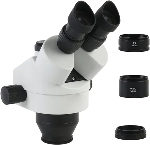 Vista 2 de Kit de accesorios para microscopio 3.5X 7X 45X 90X cabeza de microscopio trinocular simulfocal, zoom continuo 0.5X 2X Microscopio diapositivas