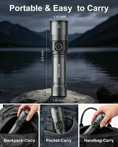 Vista 6 de Linterna LED recargable con lente de encendido, linternas EDC de 1500 lúmenes, 5 modos con zoom, tipo C, linternas tácticas de mano de alta potencia