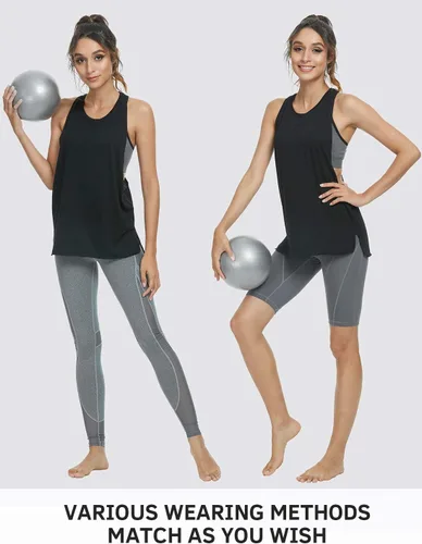 Vista 5 de Cosy Pyro - Camisetas deportivas sin mangas para mujer, camisetas atléticas y ligeras para correr, entrenar, gimnasio, yoga, paquete de 4
