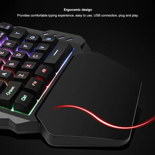 Vista 4 de Diyeeni Teclado para juegos con una sola mano, 35 teclas RGB teclado mecánico para juegos, teclado ergonómico profesional para juegos con teclas