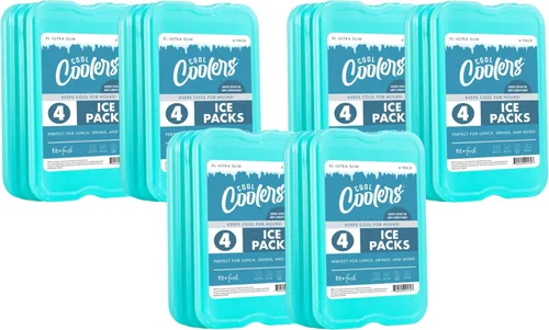 Vista 4 de Cool Coolers by Fit & Fresh 4 Pack XL Slim Ice Packs, Quick Freeze Space Saving Reusable Ice Packs for Lunch Boxes or Coolers