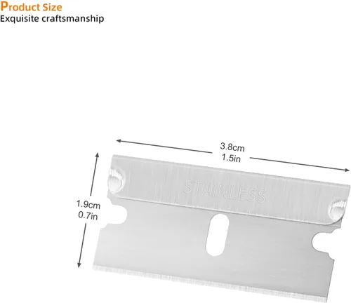 Vista 3 de EHDIS 100 cuchillas de afeitar – Cuchillas de afeitar de acero inoxidable con borde recto para rascador de pintura, cortador de caja, uso industrial