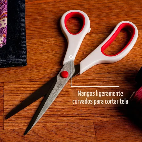 Vista 6 de SINGER Tijeras de tela con agarre cómodo, paquete de 1, rojo y blanco