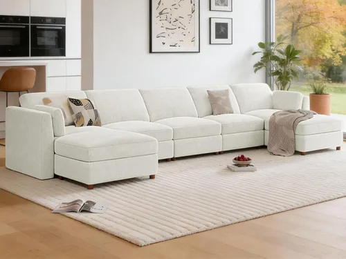 Vista 47 de CUGOAO Sofá biplaza extragrande de 83.5 pulgadas, sofás para sala de estar, sofá nube de felpilla de asiento profundo, sofá modular seccional, funda