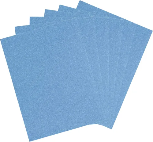Vista 8 de Mega Crafts 6 hojas metálicas de espuma EVA de 9 x 12 pulgadas, papeles con purpurina azul brillante con parte trasera adhesiva, álbumes