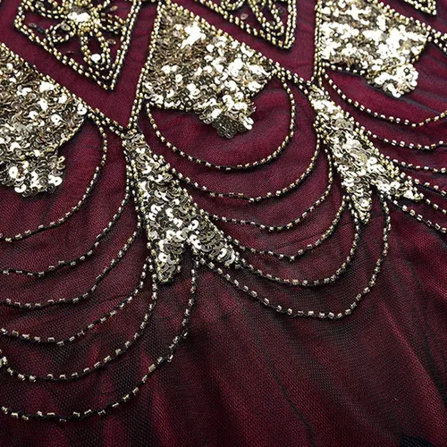 Vista 5 de Vestido vintage de los años 20 para mujer, vestido vintage de gran Gatsby con lentejuelas, maxi vestidos de cóctel de noche con accesorios