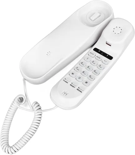 Vista 8 de Teléfono con cable para montaje en pared, sonido claro, multifuncional, fácil de usar, ahorro de espacio (blanco)
