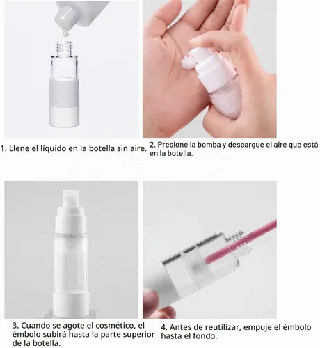 Vista 6 de TRENDBOX Botellas de viaje con bomba de vacío sin aire de 1.0 fl oz / 1 oz para lociones, crema, paquete de 4