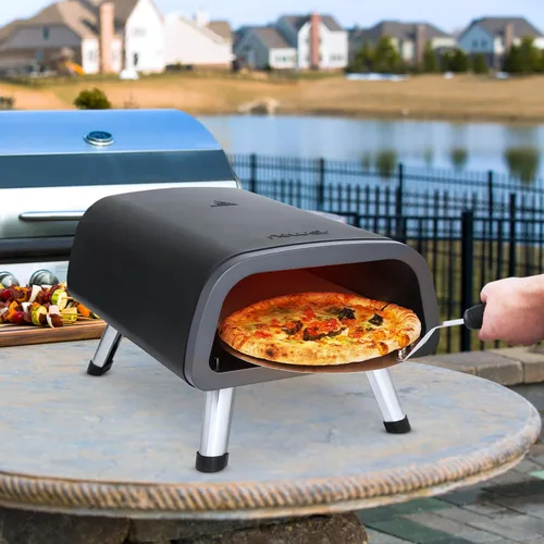 Vista 9 de Newair Horno eléctrico portátil de pizza de 12 pulgadas Máquina de pizza de encimera de 900 °F para uso en interiores y exteriores Elementos