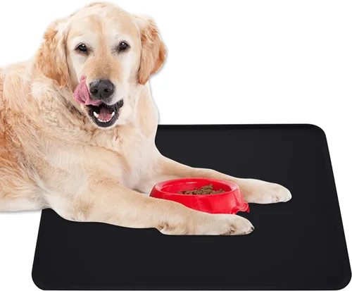 Vista 3 de Tapete de comida para perros, tapete de silicona antideslizante para alimentación de mascotas, mantel individual impermeable para perros pequeños