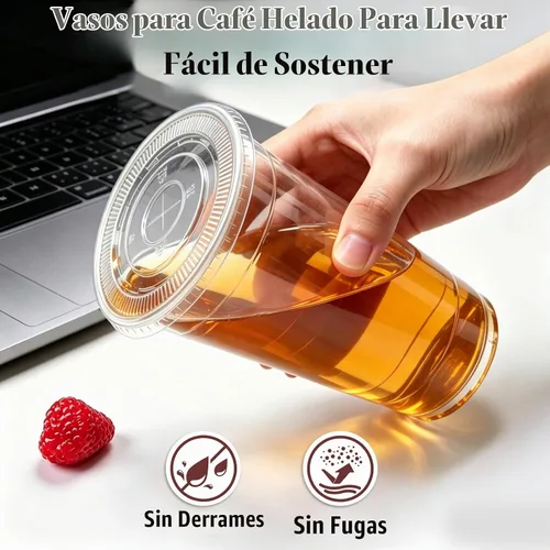 Vista 5 de Paquete de 50 tazas de café helado de plástico transparente de 24