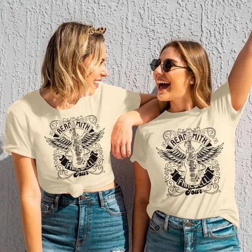 Vista 2 de Rock Band Shirt Woman Vintage Hard Rock Tshirts Heavy Metal Guitar Shirts Farewell Concert Tour Short Sleeve Tee Tops
