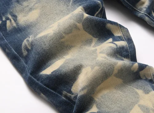 Vista 6 de Jeans rasgados para hombre, diseño ajustado y desgastado, elásticos, cómodos, con cintura flexible 9001 Azul