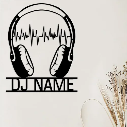 Vista 3 de Letrero de neón personalizado para reproductor de DJ, nombre personalizado, auriculares, reproductor de disco DJ, letrero de luz LED de metal